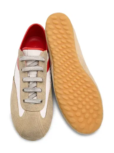 McQueen Women's Boxe Colorblocked Leather & Suede Low-Top Sneakers - White Beige Lipstick | Thumbnail 6 McQueen Women's Boxe Colorblocked Leather & Suede Low-Top Sneakers - White Beige Lipstick | Thumbnail 6