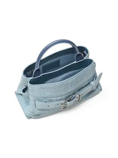 Marc Jacobs Women's The Dakota Small Croc Suede Satchel Bag - Blue Mist | Thumbnail 6 Marc Jacobs Women's The Dakota Small Croc Suede Satchel Bag - Blue Mist | Thumbnail 6