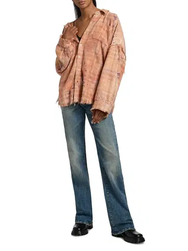 R13 Women's Shredded Seam Plaid Shirt | Thumbnail 2 R13 Women's Shredded Seam Plaid Shirt | Thumbnail 2