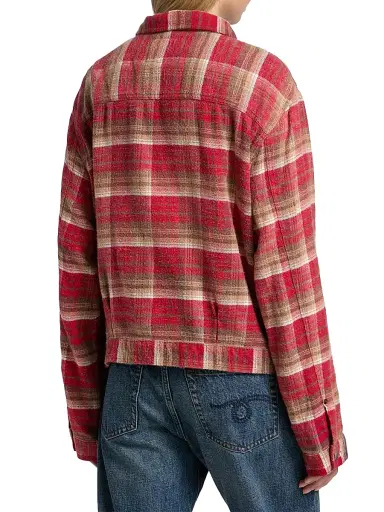 R13 Women's Plaid Cotton Trucker Jacket - Red Plaid - Size Medium | Thumbnail 5 R13 Women's Plaid Cotton Trucker Jacket - Red Plaid - Size Medium | Thumbnail 5