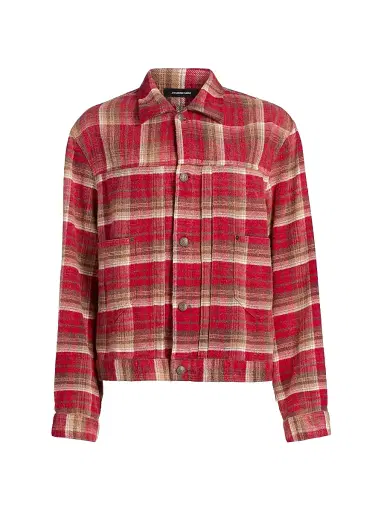 R13 Women's Plaid Cotton Trucker Jacket - Red Plaid - Size Medium | Thumbnail 1 R13 Women's Plaid Cotton Trucker Jacket - Red Plaid - Size Medium | Thumbnail 1