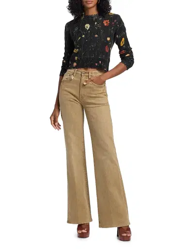 R13 Women's Charlotte Flared Jeans - Olive Green Haze Stretch - Size 27 | Thumbnail 2 R13 Women's Charlotte Flared Jeans - Olive Green Haze Stretch - Size 27 | Thumbnail 2