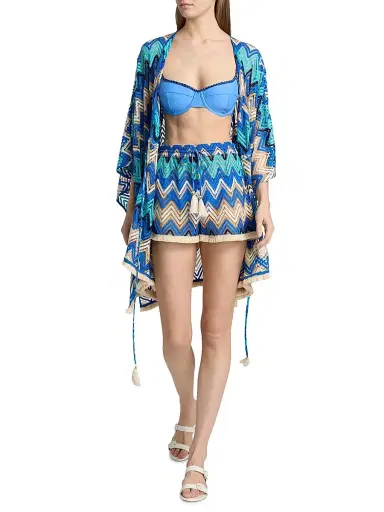 Ramy Brook Women's Rayne Chevron-Knit Cover-Up Minidress - Blue Chevron | Thumbnail 2 Ramy Brook Women's Rayne Chevron-Knit Cover-Up Minidress - Blue Chevron | Thumbnail 2