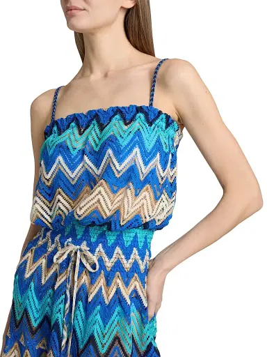 Ramy Brook Women's Lauryn Chevron-Knit Cover-Up Minidress - Blue Chevron | Thumbnail 5 Ramy Brook Women's Lauryn Chevron-Knit Cover-Up Minidress - Blue Chevron | Thumbnail 5