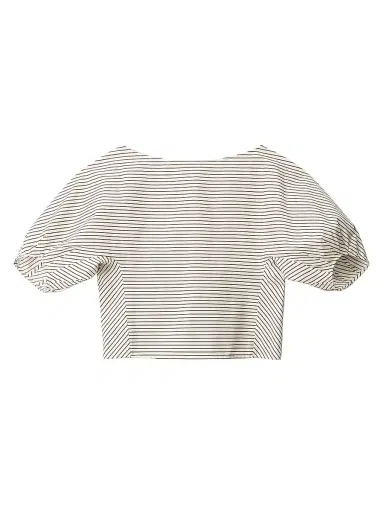 Staud Women's Didi Striped Stretch-Cotton Top - Ivory Dark Oak Micro Stripe - Size XL | Thumbnail 1 Staud Women's Didi Striped Stretch-Cotton Top - Ivory Dark Oak Micro Stripe - Size XL | Thumbnail 1