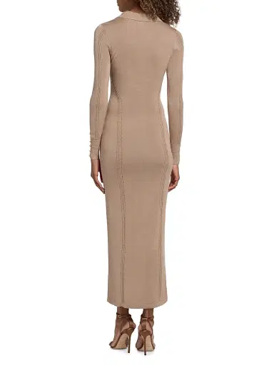 L'Agence Women's Delma Open Collar Knit Maxi Dress - Almond - Size Small | Thumbnail 5 L'Agence Women's Delma Open Collar Knit Maxi Dress - Almond - Size Small | Thumbnail 5