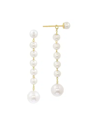 Saks Fifth Avenue Collection Women's 18K Yellow Gold & Freshwater Pearl Drop Earrings - Yellow Gold | Thumbnail 3 Saks Fifth Avenue Collection Women's 18K Yellow Gold & Freshwater Pearl Drop Earrings - Yellow Gold | Thumbnail 3