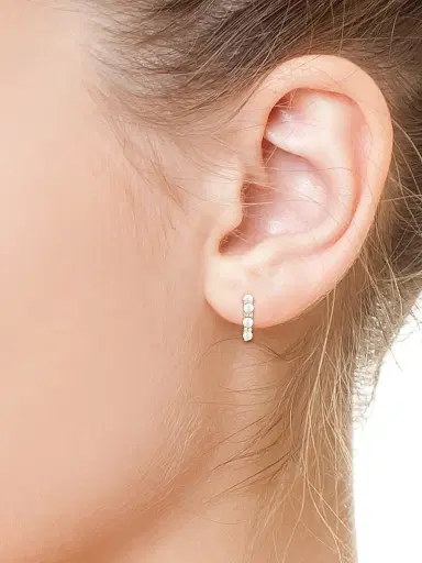 Saks Fifth Avenue Collection Women's 18K Yellow Gold, Cultured Freshwater Pearl & 0.12 TCW Diamond Hoop Earrings - Yellow Gold | Thumbnail 2 Saks Fifth Avenue Collection Women's 18K Yellow Gold, Cultured Freshwater Pearl & 0.12 TCW Diamond Hoop Earrings - Yellow Gold | Thumbnail 2