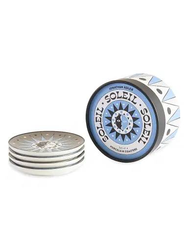 Jonathan Adler Soleil 4-Piece Coaster Set - Blue Grey | Thumbnail 2 Jonathan Adler Soleil 4-Piece Coaster Set - Blue Grey | Thumbnail 2