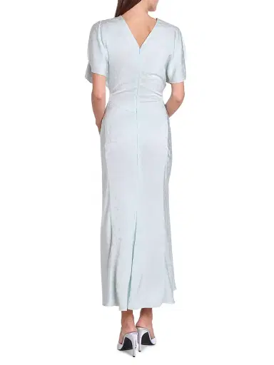 Victoria Beckham Women's Gathered Waist Burnout Velvet Midi-Dress - Aquamarine - Size 0 | Thumbnail 5 Victoria Beckham Women's Gathered Waist Burnout Velvet Midi-Dress - Aquamarine - Size 0 | Thumbnail 5