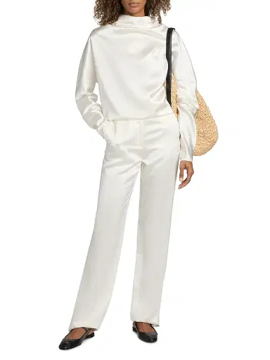 Toteme Women's Satin Cowl Neck Blouse - White | Thumbnail 2 Toteme Women's Satin Cowl Neck Blouse - White | Thumbnail 2
