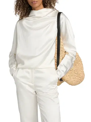 Toteme Women's Satin Cowl Neck Blouse - White | Thumbnail 3 Toteme Women's Satin Cowl Neck Blouse - White | Thumbnail 3