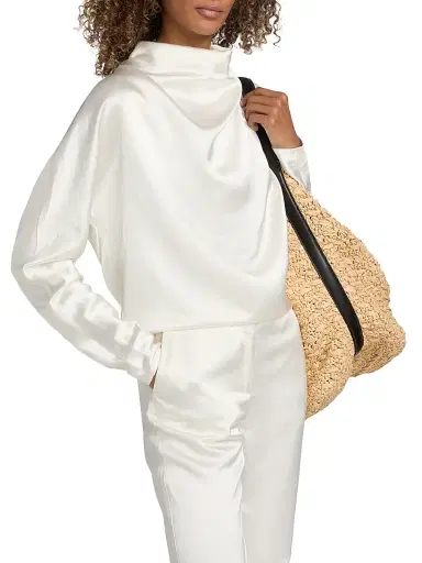 Toteme Women's Satin Cowl Neck Blouse - White | Thumbnail 4 Toteme Women's Satin Cowl Neck Blouse - White | Thumbnail 4