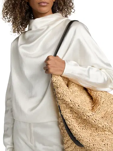Toteme Women's Satin Cowl Neck Blouse - White | Thumbnail 6 Toteme Women's Satin Cowl Neck Blouse - White | Thumbnail 6