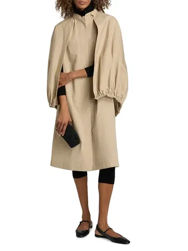 TOTEME Women's Detachable Cape Cotton Coat - Beige - Size 12 | Thumbnail 2 TOTEME Women's Detachable Cape Cotton Coat - Beige - Size 12 | Thumbnail 2