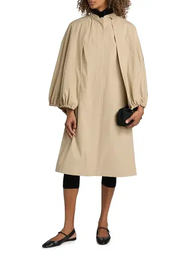 TOTEME Women's Detachable Cape Cotton Coat - Beige - Size 12 | Thumbnail 3 TOTEME Women's Detachable Cape Cotton Coat - Beige - Size 12 | Thumbnail 3