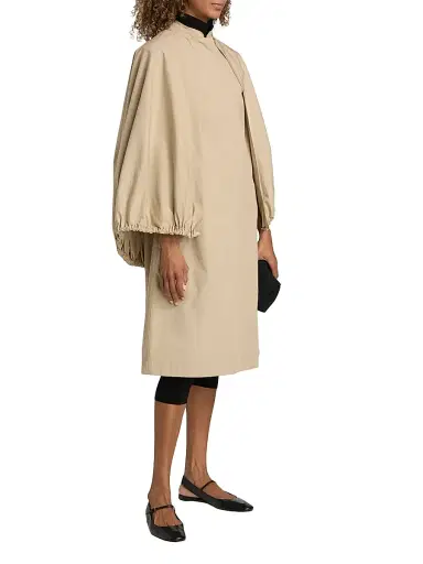 TOTEME Women's Detachable Cape Cotton Coat - Beige - Size 12 | Thumbnail 4 TOTEME Women's Detachable Cape Cotton Coat - Beige - Size 12 | Thumbnail 4