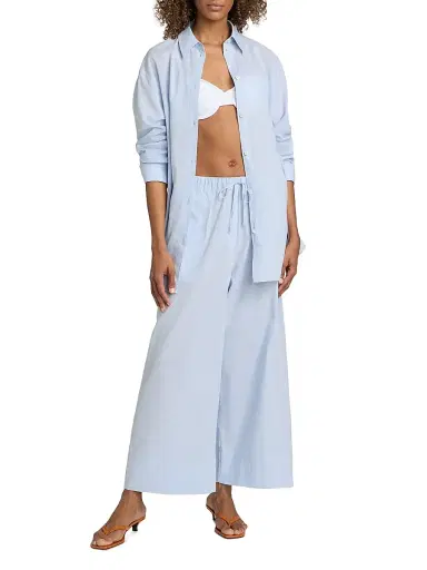 Toteme Women's Wide Summer Trousers - Sky | Thumbnail 2 Toteme Women's Wide Summer Trousers - Sky | Thumbnail 2