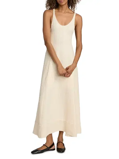 TOTEME Women's Sculpted Cotton Maxi Dress - Ecru | Thumbnail 2 TOTEME Women's Sculpted Cotton Maxi Dress - Ecru | Thumbnail 2
