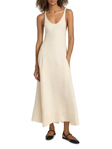 TOTEME Women's Sculpted Cotton Maxi Dress - Ecru | Thumbnail 3 TOTEME Women's Sculpted Cotton Maxi Dress - Ecru | Thumbnail 3
