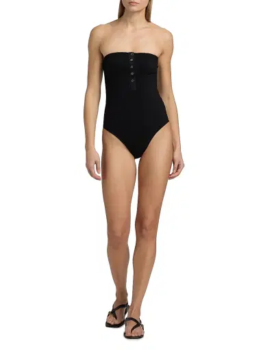 Toteme Women's Rib-Knit Strapless One-Piece Swimsuit - Black | Thumbnail 2 Toteme Women's Rib-Knit Strapless One-Piece Swimsuit - Black | Thumbnail 2