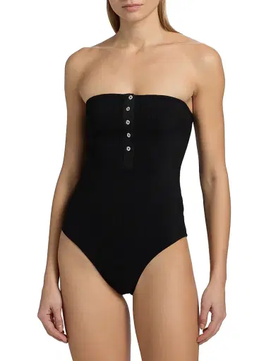 Toteme Women's Rib-Knit Strapless One-Piece Swimsuit - Black | Thumbnail 3 Toteme Women's Rib-Knit Strapless One-Piece Swimsuit - Black | Thumbnail 3