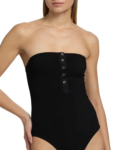 Toteme Women's Rib-Knit Strapless One-Piece Swimsuit - Black | Thumbnail 5 Toteme Women's Rib-Knit Strapless One-Piece Swimsuit - Black | Thumbnail 5