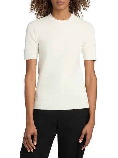 Toteme Women's Compact Knit T-Shirt - Optic White | Thumbnail 3 Toteme Women's Compact Knit T-Shirt - Optic White | Thumbnail 3