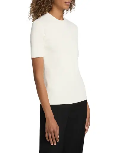 Toteme Women's Compact Knit T-Shirt - Optic White | Thumbnail 4 Toteme Women's Compact Knit T-Shirt - Optic White | Thumbnail 4