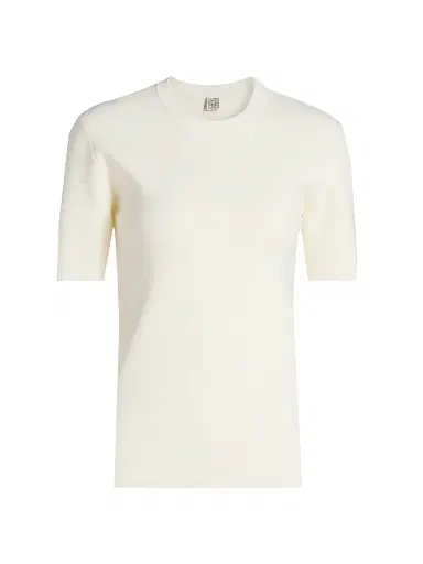 Toteme Women's Compact Knit T-Shirt - Optic White | Thumbnail 1 Toteme Women's Compact Knit T-Shirt - Optic White | Thumbnail 1