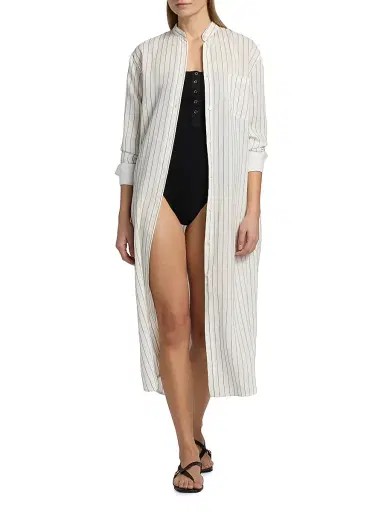 Toteme Women's Striped Summer Tunic - White Oyster | Thumbnail 2 Toteme Women's Striped Summer Tunic - White Oyster | Thumbnail 2