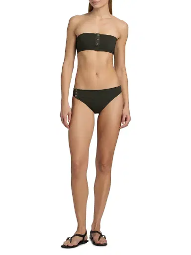 Toteme Women's Rib-Knit Bandeau Bikini Top - Dark Green | Thumbnail 2 Toteme Women's Rib-Knit Bandeau Bikini Top - Dark Green | Thumbnail 2