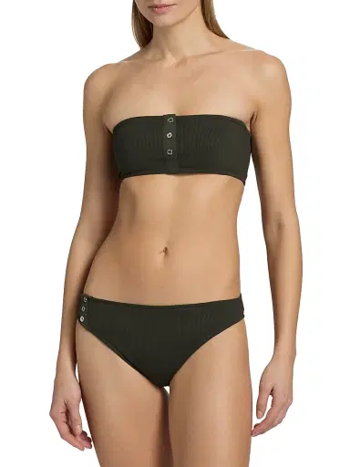 Toteme Women's Rib-Knit Bandeau Bikini Top - Dark Green | Thumbnail 3 Toteme Women's Rib-Knit Bandeau Bikini Top - Dark Green | Thumbnail 3