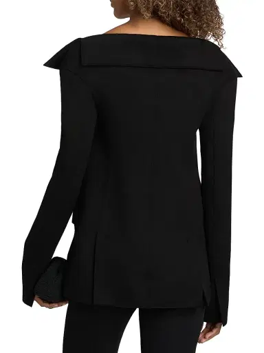 Toteme Women's Open Collar Wool Jacket - Black | Thumbnail 5 Toteme Women's Open Collar Wool Jacket - Black | Thumbnail 5