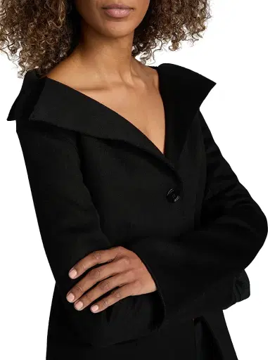 Toteme Women's Open Collar Wool Jacket - Black | Thumbnail 6 Toteme Women's Open Collar Wool Jacket - Black | Thumbnail 6