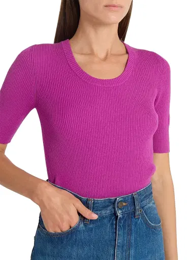 Chloé Women's Rib-Knit Wool Top - Intense Pink | Thumbnail 6 Chloé Women's Rib-Knit Wool Top - Intense Pink | Thumbnail 6