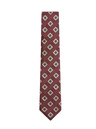 Valentino Garavani Men's Valentie Patterned Tie in Silk, Wool, and Jacquard - Bordeaux | Thumbnail 1 Valentino Garavani Men's Valentie Patterned Tie in Silk, Wool, and Jacquard - Bordeaux | Thumbnail 1