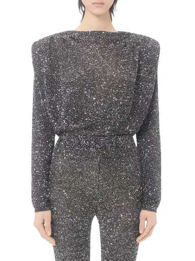 Valentino Garavani Women's Sequin Thread Jumper - Black Silver - Size Medium | Thumbnail 2 Valentino Garavani Women's Sequin Thread Jumper - Black Silver - Size Medium | Thumbnail 2