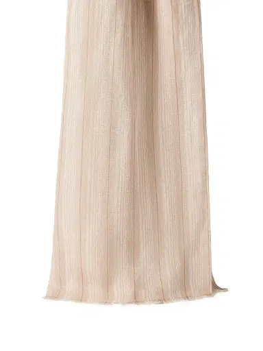 Brunello Cucinelli Women's Linen Scarf with Sparkling Regimental Stripes - Beige | Thumbnail 3 Brunello Cucinelli Women's Linen Scarf with Sparkling Regimental Stripes - Beige | Thumbnail 3