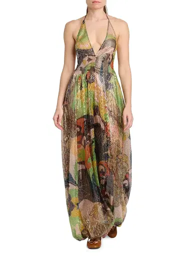 Etro Women's Metallic Lotus Paisley Silk Halter Gown - Stamp Afdo Blu | Thumbnail 2 Etro Women's Metallic Lotus Paisley Silk Halter Gown - Stamp Afdo Blu | Thumbnail 2