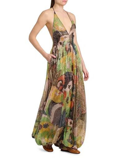 Etro Women's Metallic Lotus Paisley Silk Halter Gown - Stamp Afdo Blu | Thumbnail 4 Etro Women's Metallic Lotus Paisley Silk Halter Gown - Stamp Afdo Blu | Thumbnail 4