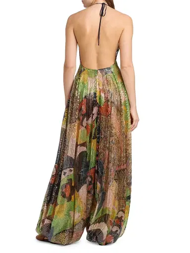 Etro Women's Metallic Lotus Paisley Silk Halter Gown - Stamp Afdo Blu | Thumbnail 5 Etro Women's Metallic Lotus Paisley Silk Halter Gown - Stamp Afdo Blu | Thumbnail 5