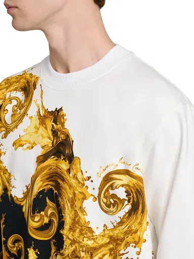 Versace Men's Barocco Cotton Crewneck Sweatshirt - White Black Gold | Thumbnail 6 Versace Men's Barocco Cotton Crewneck Sweatshirt - White Black Gold | Thumbnail 6
