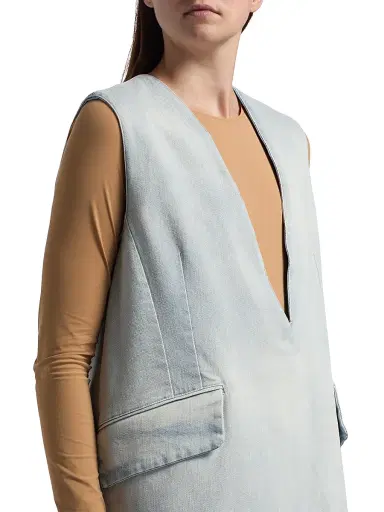 MM6 MAISON MARGIELA Women's V-Neck Denim Shift Minidress - Light Blue - Size 2 | Thumbnail 6 MM6 MAISON MARGIELA Women's V-Neck Denim Shift Minidress - Light Blue - Size 2 | Thumbnail 6