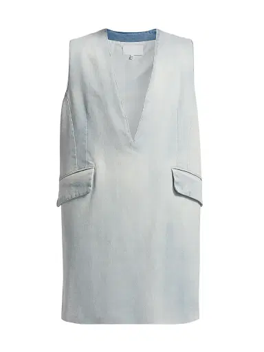 MM6 MAISON MARGIELA Women's V-Neck Denim Shift Minidress - Light Blue - Size 2 | Thumbnail 1 MM6 MAISON MARGIELA Women's V-Neck Denim Shift Minidress - Light Blue - Size 2 | Thumbnail 1