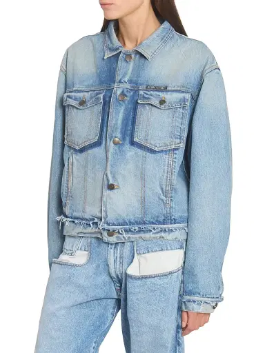 Maison Margiela Women's Raw Denim Jacket - Light Blue Indigo - Size 0 | Thumbnail 4 Maison Margiela Women's Raw Denim Jacket - Light Blue Indigo - Size 0 | Thumbnail 4