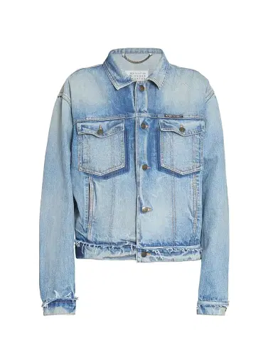 Maison Margiela Women's Raw Denim Jacket - Light Blue Indigo - Size 0 | Thumbnail 1 Maison Margiela Women's Raw Denim Jacket - Light Blue Indigo - Size 0 | Thumbnail 1