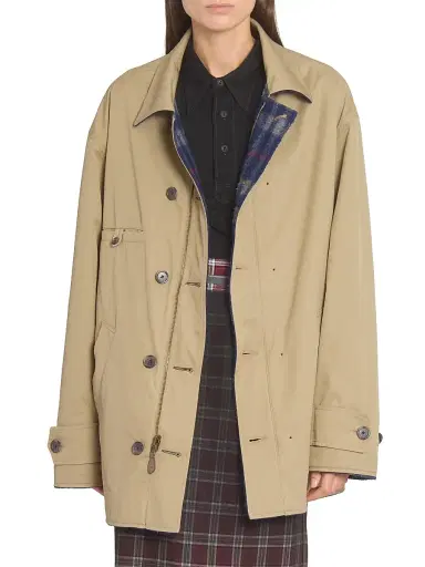 Maison Margiela Women's Reversible Short Trench Coat - Beige Blue - Size 6 | Thumbnail 2 Maison Margiela Women's Reversible Short Trench Coat - Beige Blue - Size 6 | Thumbnail 2