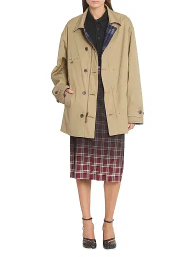 Maison Margiela Women's Reversible Short Trench Coat - Beige Blue - Size 6 | Thumbnail 1 Maison Margiela Women's Reversible Short Trench Coat - Beige Blue - Size 6 | Thumbnail 1