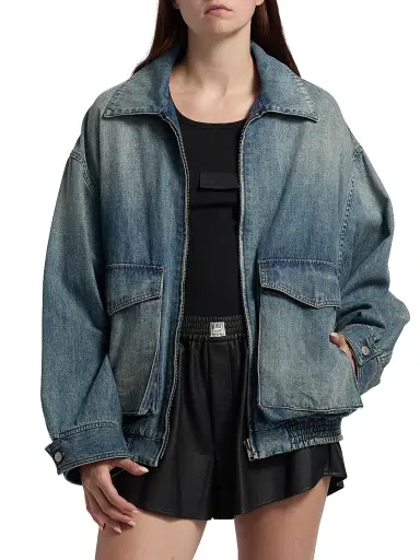 MM6 Maison Margiela Women's Denim Oversized Jacket - Blue | Thumbnail 3 MM6 Maison Margiela Women's Denim Oversized Jacket - Blue | Thumbnail 3